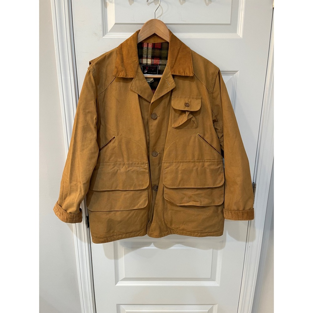 Vintage 60s Red Head Brand Duck Canvas Hunting Jacket Brown Flannel Lined Sz.M‎